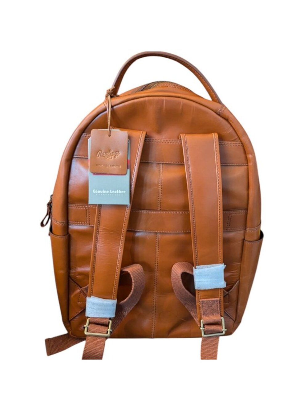 Rawlings Hand Made Tan Saddle GENUINE LEATHER Backpack Full Size Medium - Picture 4 of 9